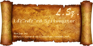 Lénárd Szilveszter névjegykártya